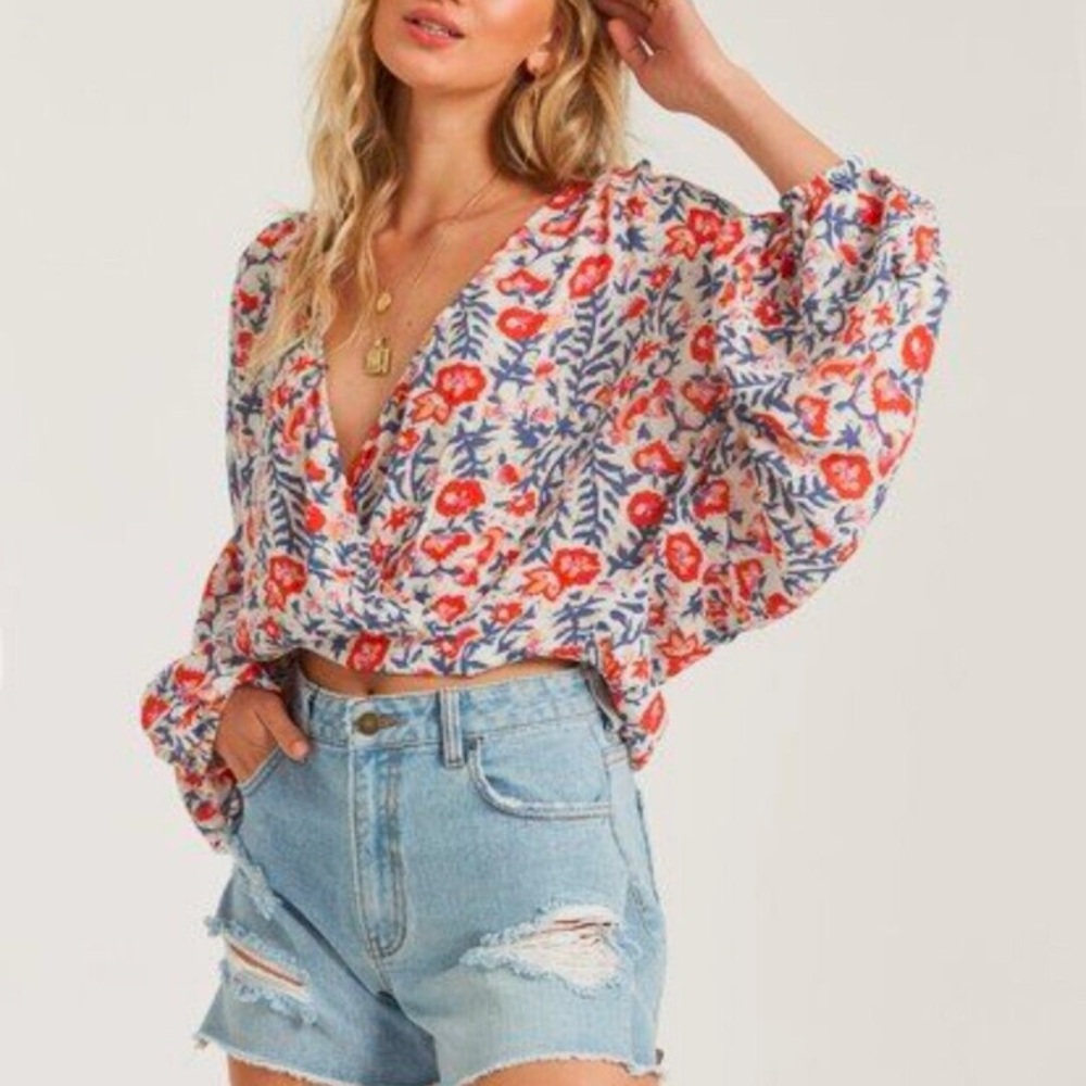 Billabong Safe Bet Surplice Blouse - Picture 2 of 13